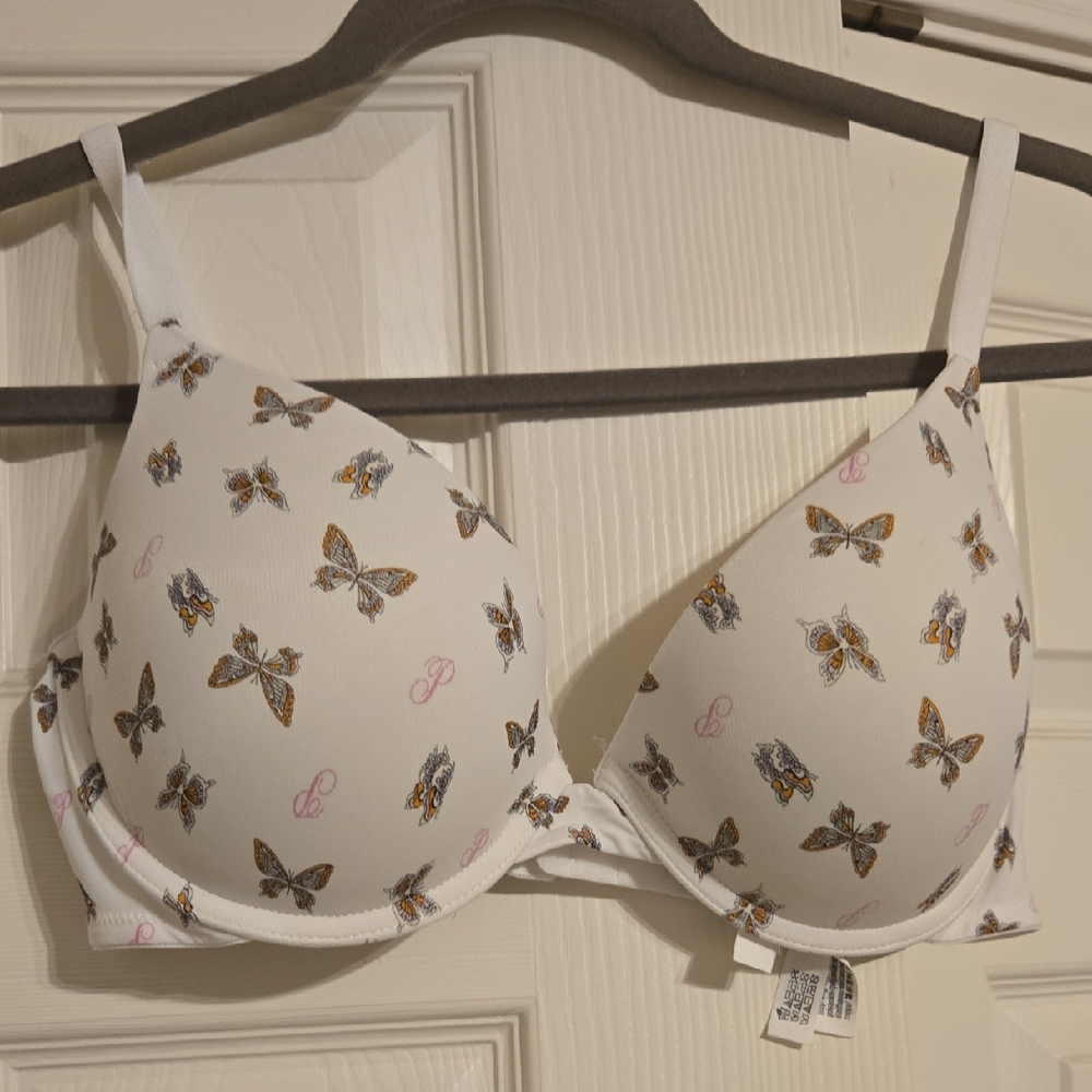 PINK Victoria's Secret Butterfly Print Bra - White and Brown